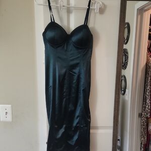 Elegant Green  Satin Slip Dress